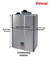 Rinnai Tankless Water Heater (RSC160) installed in laundry room with proper ventilation and pipe cover - efficient and space-saving hot water solution