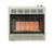Empire Infrared Space Heater: Powerful 30,000 BTU unit with orange and red lit infrared burner, illuminating a white background