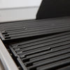 Close-up of BroilKing Crown 420's sturdy 3-position cast iron cooking grids for versatile grilling