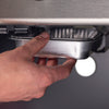 Close-up of BroilKing Baron S 590 IR grill's aluminum slide-in replaceable small grease trap