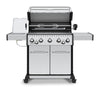 BroilKing Baron S 590 IR grill with sleek design, front facing view, and convenient side burner open for versatile cooking