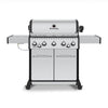 Front view of the powerful BroilKing Baron S 590 IR grill with stainless steel construction and infrared burners