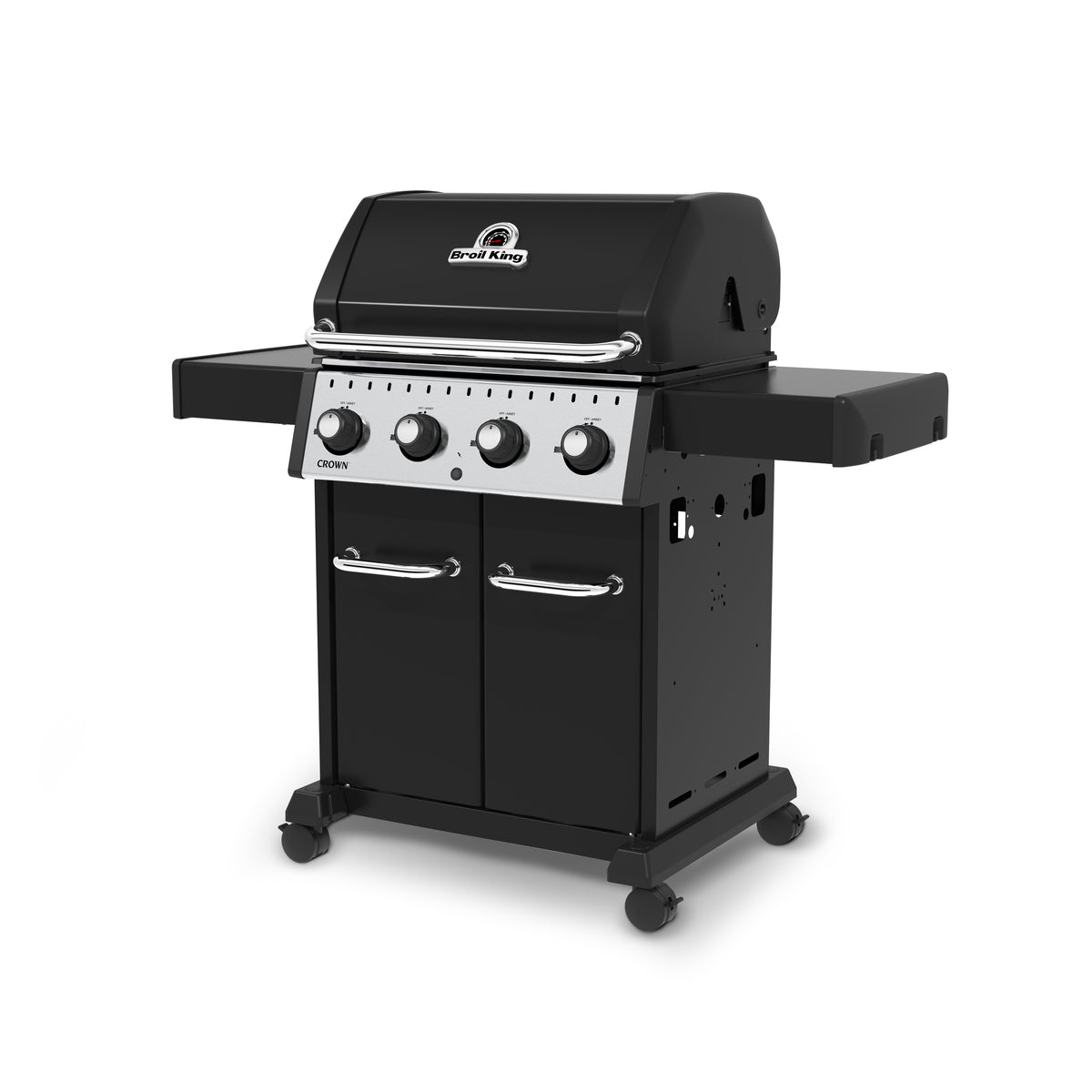 BroilKing Crown 420 grill: Sleek design with collapsible side shelves for convenient storage. Perfect for grilling enthusiasts
