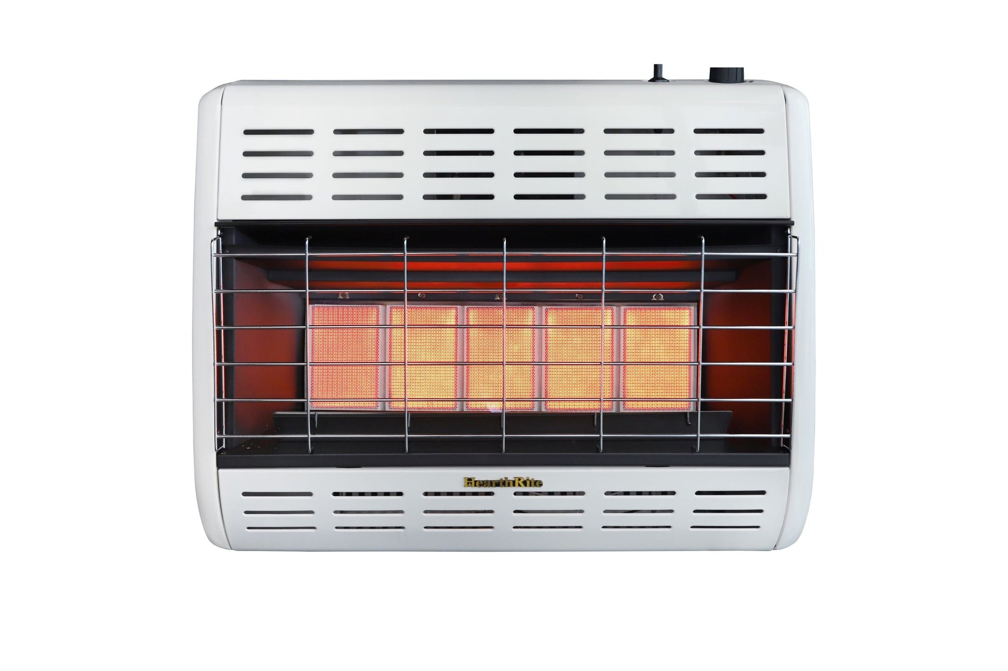 HearthRite Infrared Space Heater: 30,000 BTU unit with optional thermostat or manual ignition, perfect for room object heating