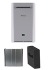 Rinnai RE199 tankless water heater with wi-fi module and pipe cover accessories - advanced technology for endless hot water, showcased on white background