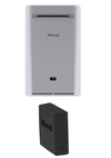 Rinnai Tankless Water Heater RE199 with Wi-Fi module accessory - compact and advanced hot water solution on a white background