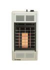 Empire Infrared Space Heater: Powerful 6,000 BTU unit with orange and red lit infrared burner, illuminating a white background