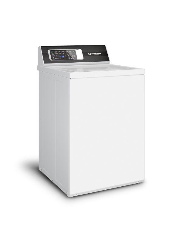 Right side view of the Speed Queen TR7003WN 25 5/8" top load washer with control panel and drum