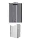 Rinnai Tankless Water Heater - SE-Series RU160 exterior model with pipe cover accessory, designed for energy-efficient hot water supply, on white background